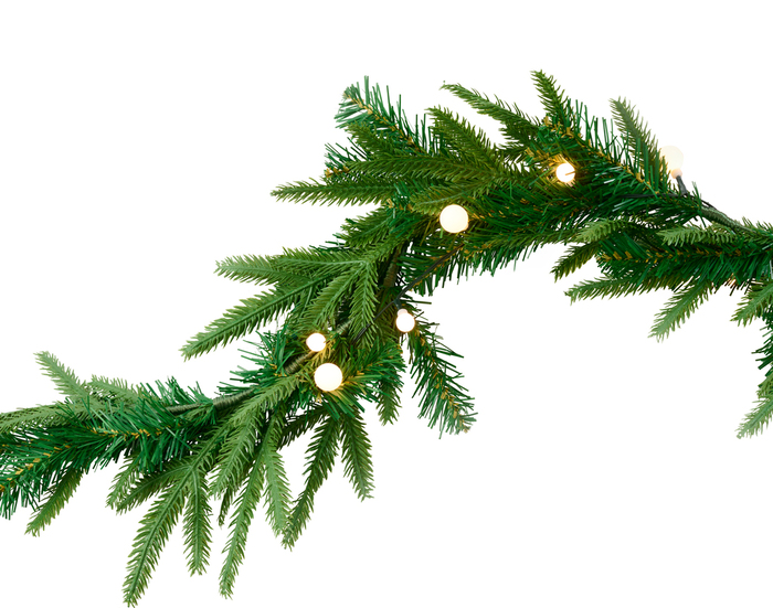Girlander med snøballer, 60 LED, 4,5 meter